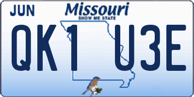 MO license plate QK1U3E