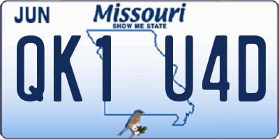 MO license plate QK1U4D