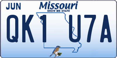 MO license plate QK1U7A