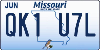 MO license plate QK1U7L