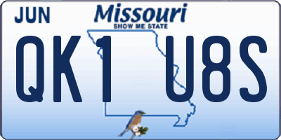 MO license plate QK1U8S