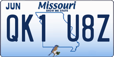MO license plate QK1U8Z