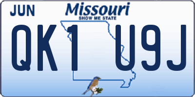 MO license plate QK1U9J