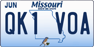 MO license plate QK1V0A