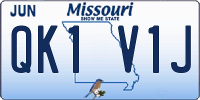 MO license plate QK1V1J