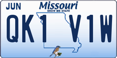 MO license plate QK1V1W