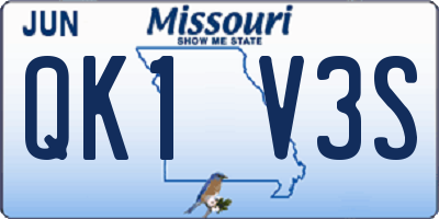 MO license plate QK1V3S