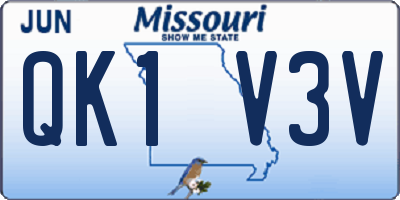 MO license plate QK1V3V