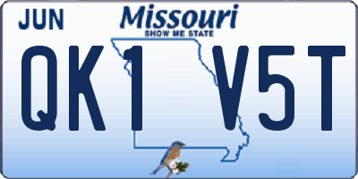 MO license plate QK1V5T