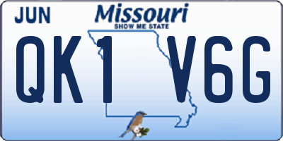MO license plate QK1V6G