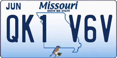 MO license plate QK1V6V