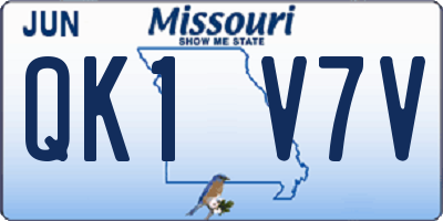 MO license plate QK1V7V