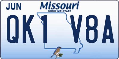 MO license plate QK1V8A
