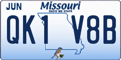 MO license plate QK1V8B