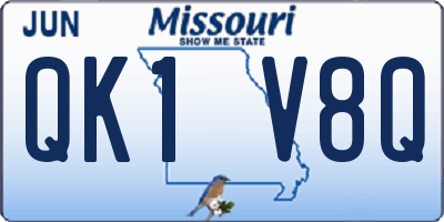 MO license plate QK1V8Q