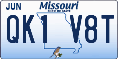 MO license plate QK1V8T
