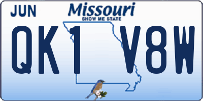 MO license plate QK1V8W