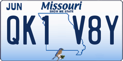 MO license plate QK1V8Y