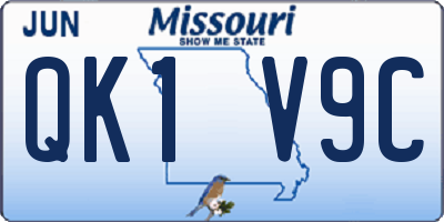 MO license plate QK1V9C
