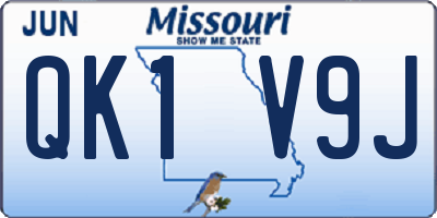 MO license plate QK1V9J
