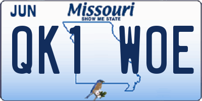 MO license plate QK1W0E