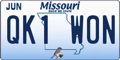 MO license plate QK1W0N
