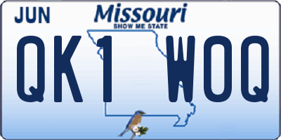 MO license plate QK1W0Q