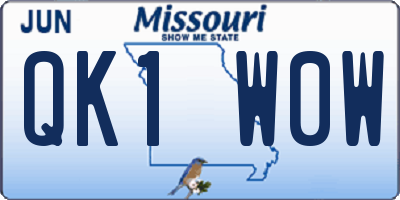 MO license plate QK1W0W