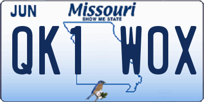 MO license plate QK1W0X