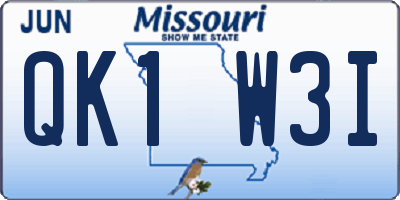 MO license plate QK1W3I
