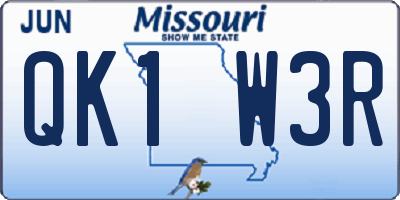 MO license plate QK1W3R