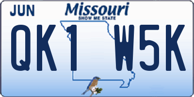 MO license plate QK1W5K