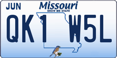 MO license plate QK1W5L