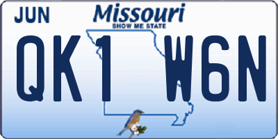 MO license plate QK1W6N