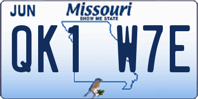 MO license plate QK1W7E