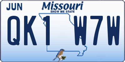 MO license plate QK1W7W