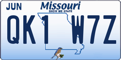 MO license plate QK1W7Z