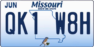 MO license plate QK1W8H