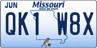 MO license plate QK1W8X