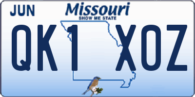 MO license plate QK1X0Z