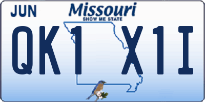 MO license plate QK1X1I