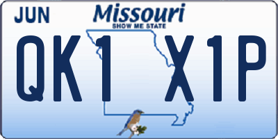 MO license plate QK1X1P