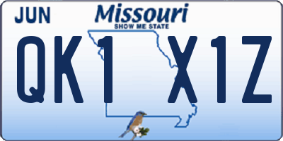 MO license plate QK1X1Z