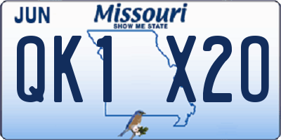 MO license plate QK1X2O