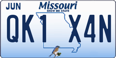 MO license plate QK1X4N