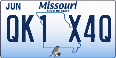 MO license plate QK1X4Q