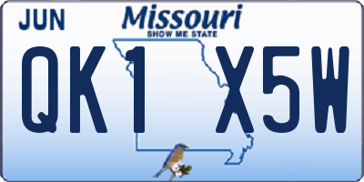 MO license plate QK1X5W