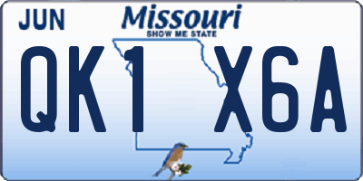 MO license plate QK1X6A