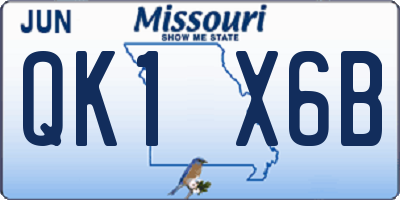 MO license plate QK1X6B