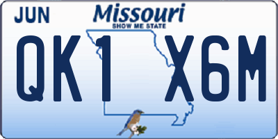 MO license plate QK1X6M